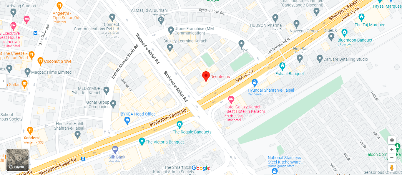 Decotechs office location map - Karachi, Pakistan